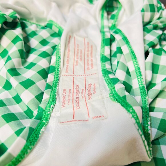 Unique Vintage Matching Set Swimwear Gingham High Bottom Skirt Bikini Top Retro - Picture 11 of 12